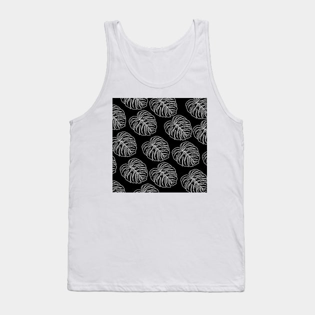 monstera tropical plant hawaii aloha print black and white Tank Top by maplunk